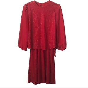 60% OFF Earth angel women’s red sparkling longsleeved dress Size 13/14  …